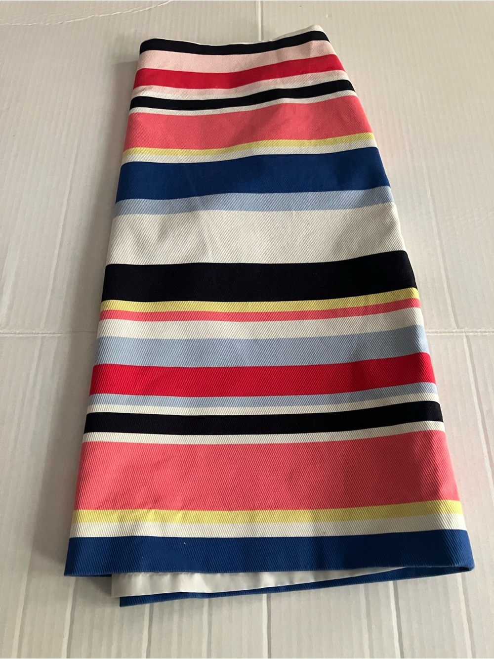Talbots Coral, Navy & White Striped Pencil Skirt